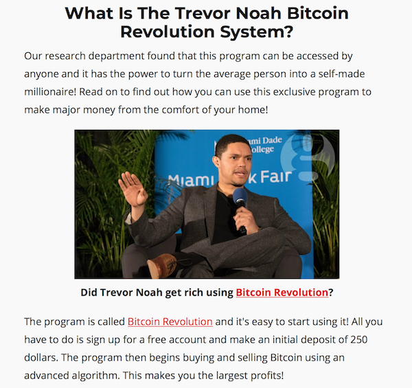 trevor noah bitcoin revolution scam